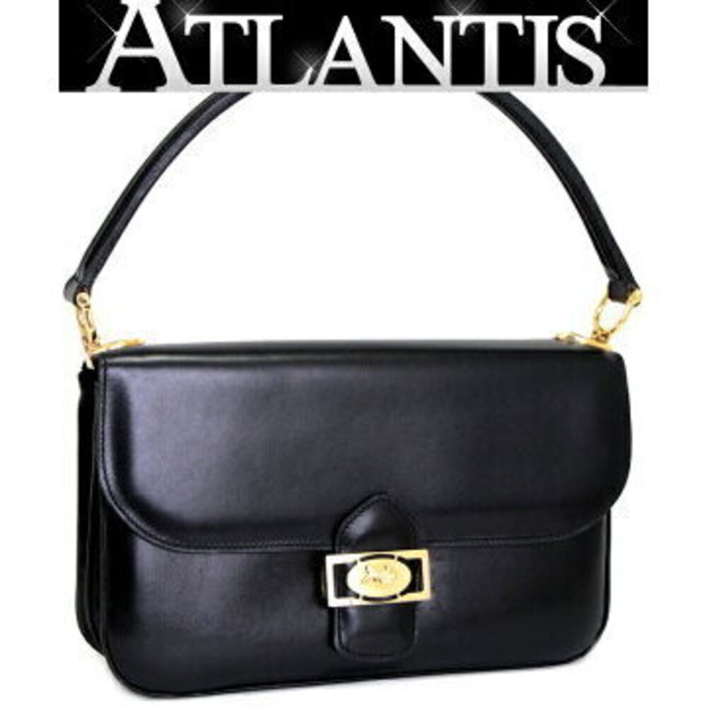 Celine Carriage Handbag Black Leather